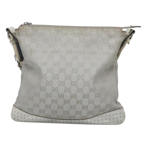 GUCCI GG Canvas Sherry Line Shoulder Bag Gray Silver blue 145857 Auth bs23771 - Picture 3 of 16